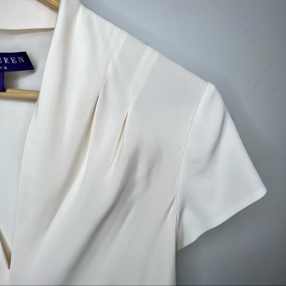 Ralph Lauren Collection Purple Label Cream Silk Fluted Dress Size 12 - Picture 5 of 12